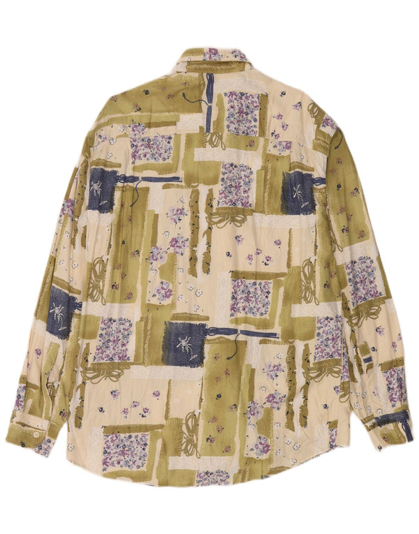 Azzurra Mens Shirt Large Green Patchwork Rayon