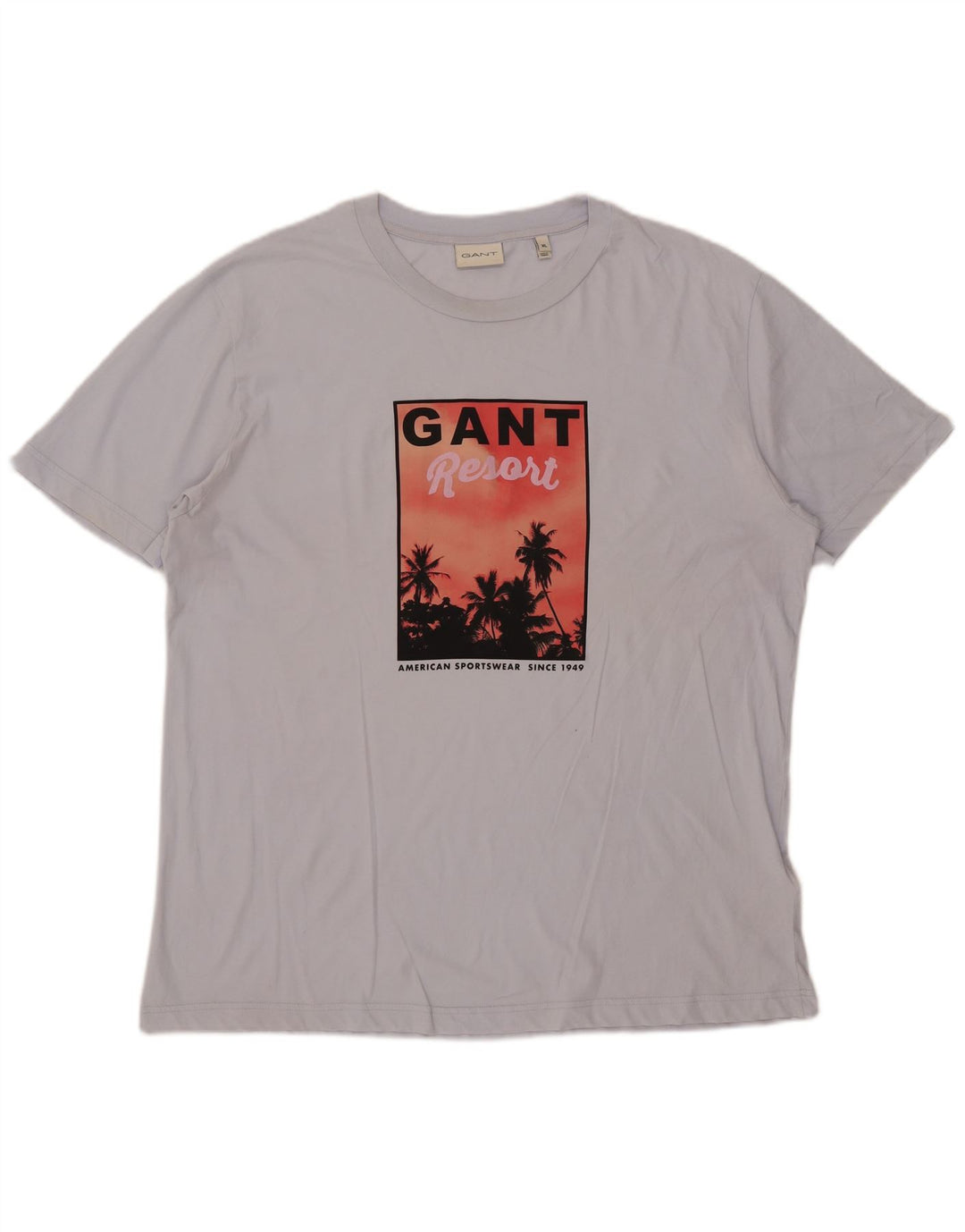 Gant Herre Grafisk T-Shirt Top XL Blå Bomuld