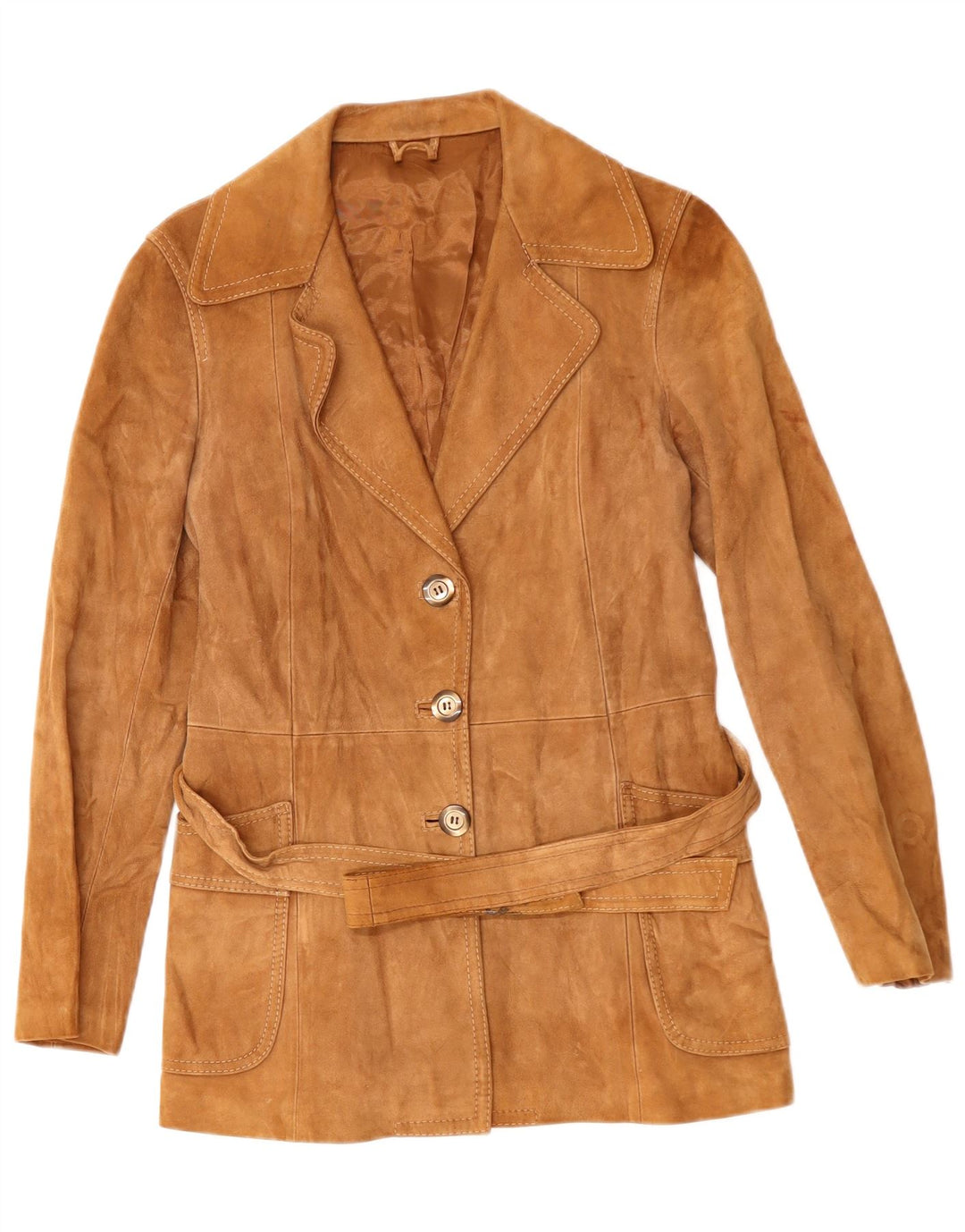 VINTAGE Dame ruskindsjakke UK 14 Medium Brown