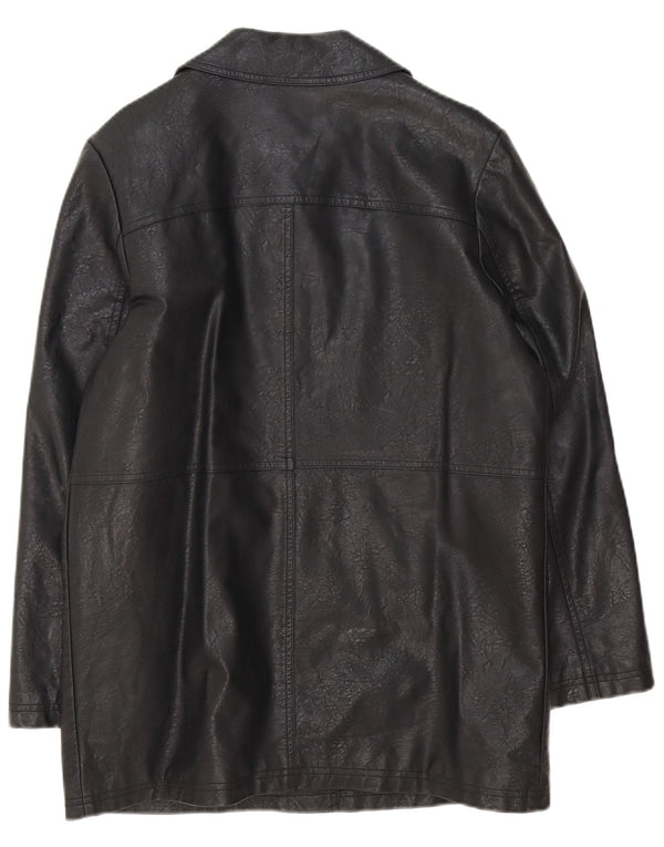 Urban Outfitters Dame Oversized Faux Leather Coat UK 10 Small Black