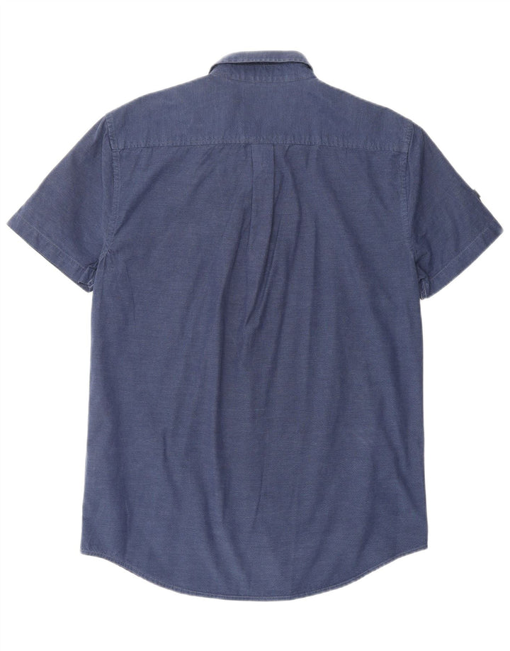 SUPERDRY Herre Regular Fit kortærmet skjorte medium marineblå bomuld