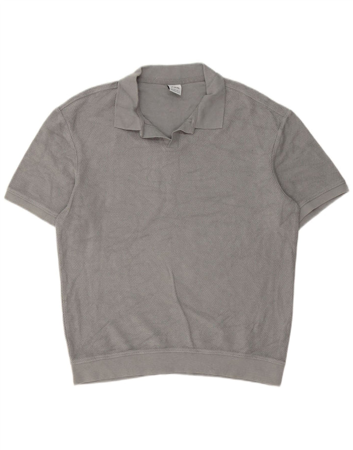 Zara Herre Kortærmet Polo Neck Jumper Sweater Stor Grå