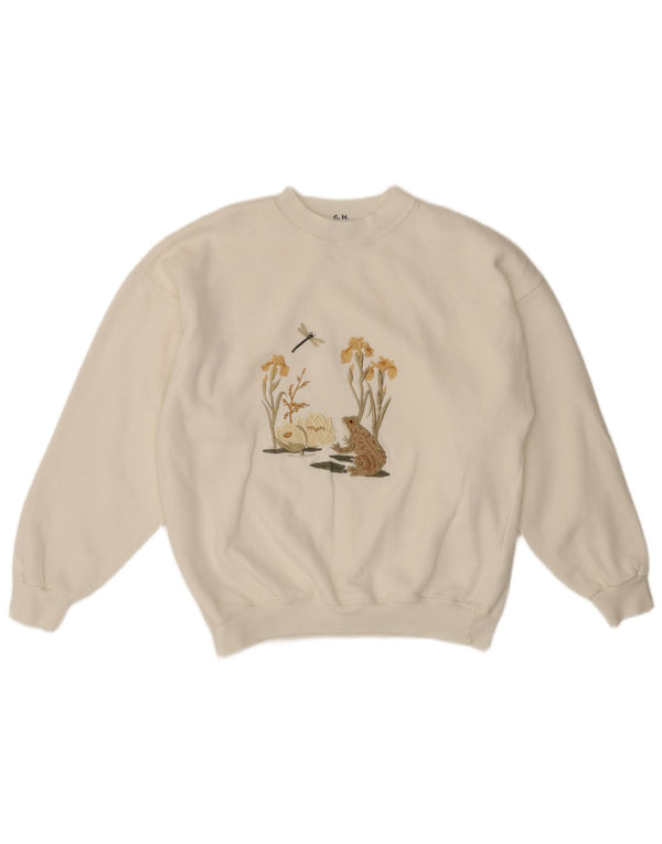 ACORN Dame sweater med rund hals DK 16 Stor hvid akryl