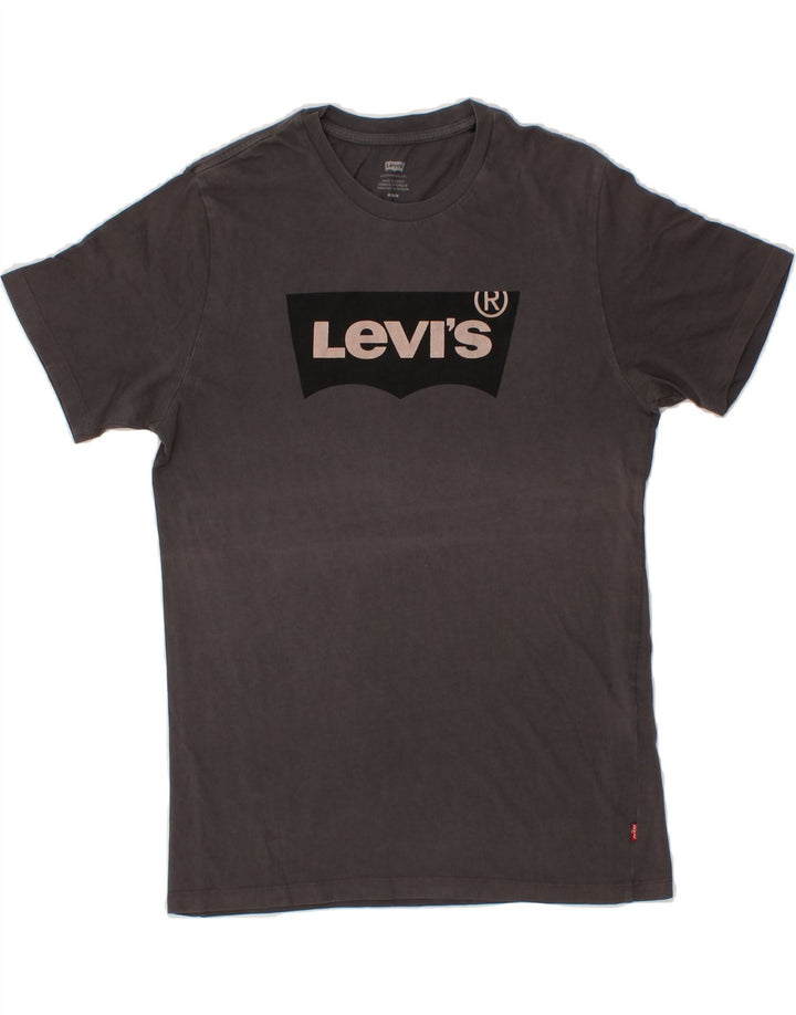 LEVI'S Womens Graphic T-Shirt Top UK 12 Medium Grey Cotton Vintage Levi's and Second-Hand Levi's from Messina Hembry 
