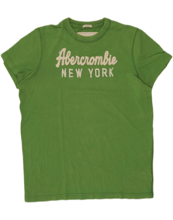 Abercrombie & Fitch Herre Muscle Grafisk T-Shirt Top Medium Grøn Bomuld
