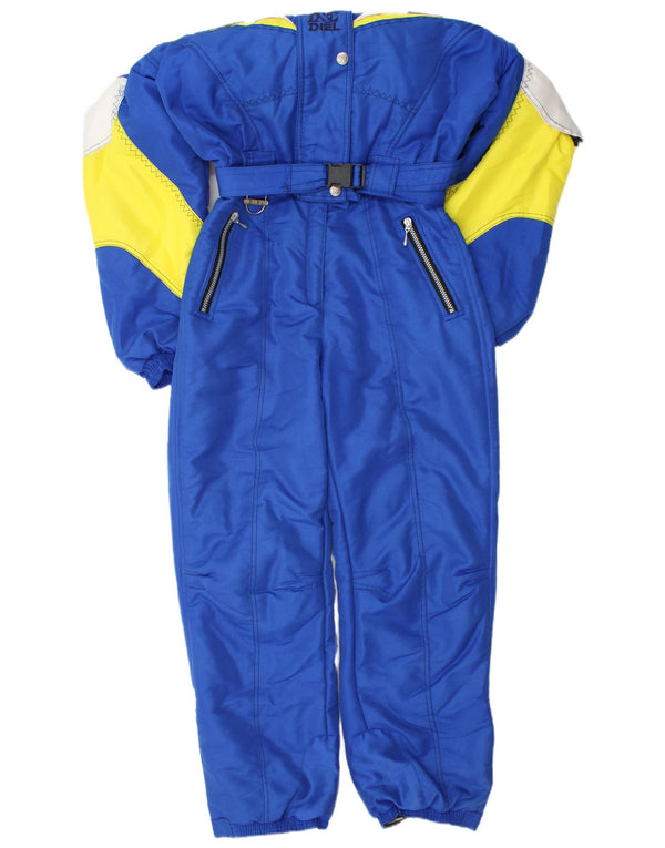 Vintage Dame Ski Jumpsuit UK 14 Medium Blue Colourblock Polyester Sports