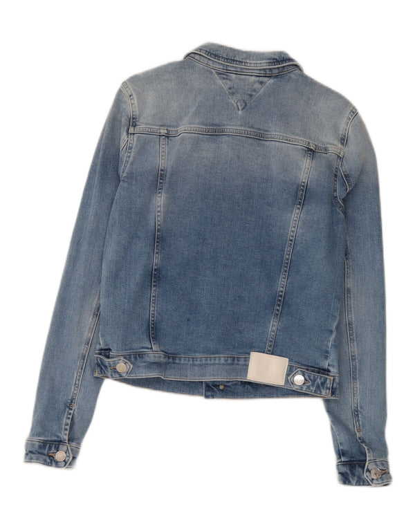 Tommy Hilfiger Dame Crop Denim Jacket UK 14 Large Blue Cotton