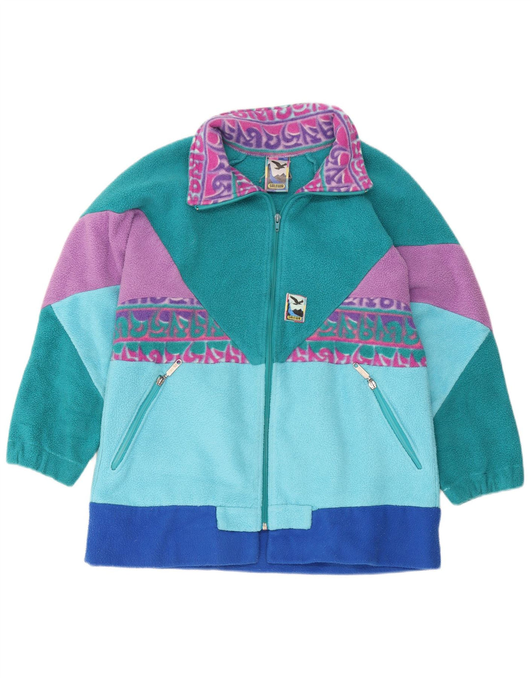 SALEWA Fleecejakke til mænd UK 40 Stor flerfarvet Colourblock Polyester