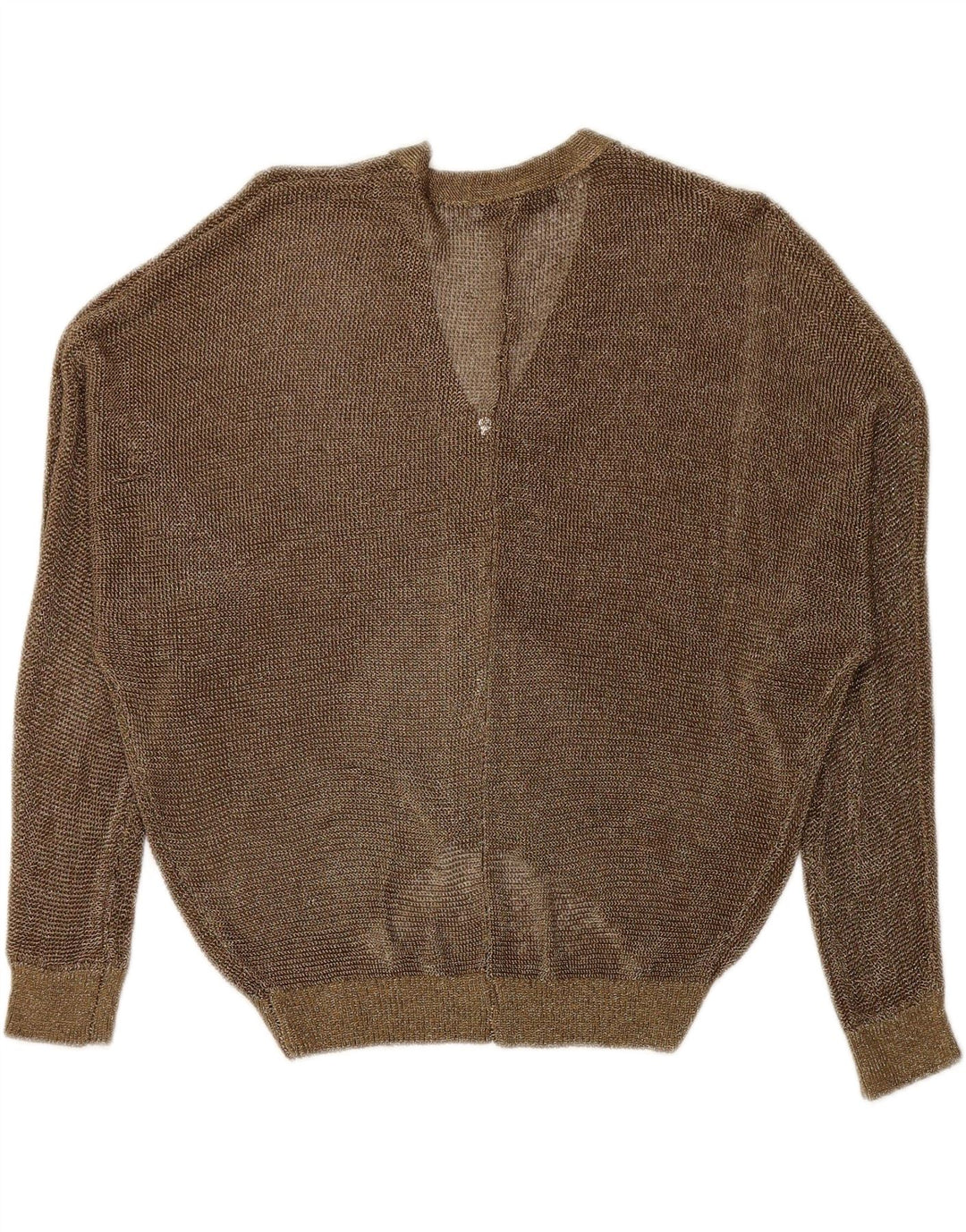 Zara Dame Se Through Cardigan Sweater UK 14 Medium Gold Flecked