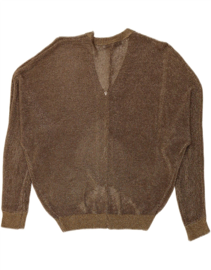 Zara Dame Se Through Cardigan Sweater UK 14 Medium Gold Flecked