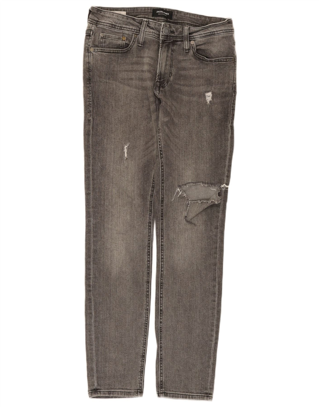 JACK & JONES Distressed Slim Jeans til mænd W30 L30 Grå Bomuld