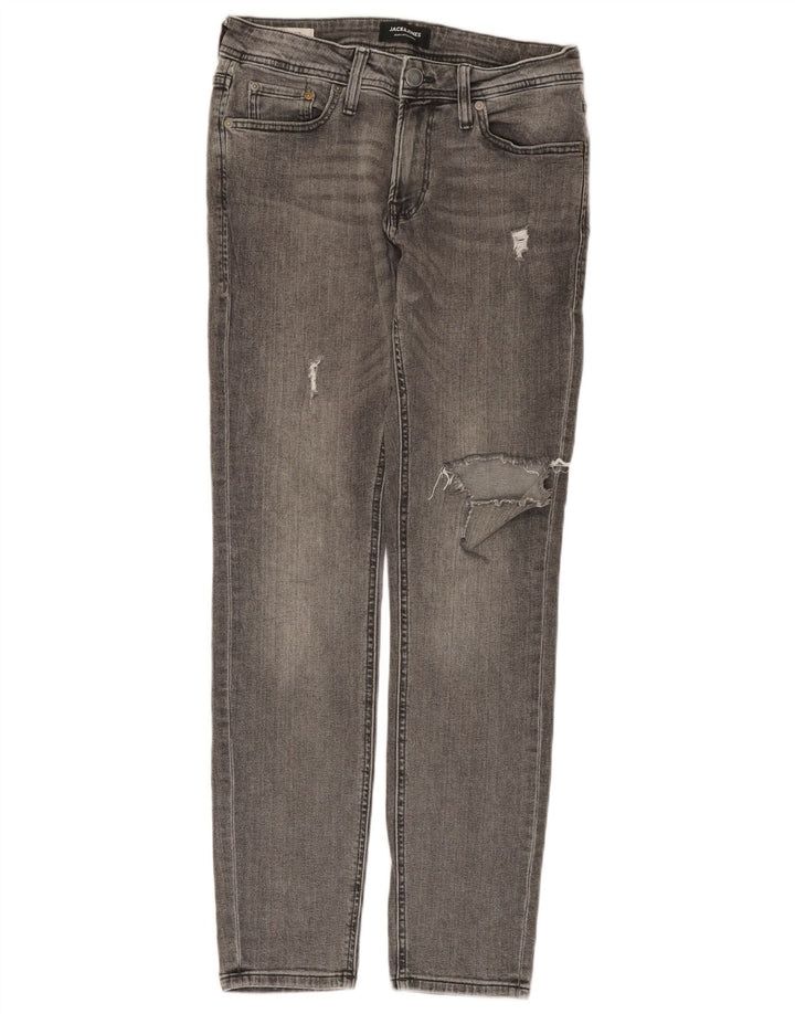 JACK & JONES Distressed Slim Jeans til mænd W30 L30 Grå Bomuld