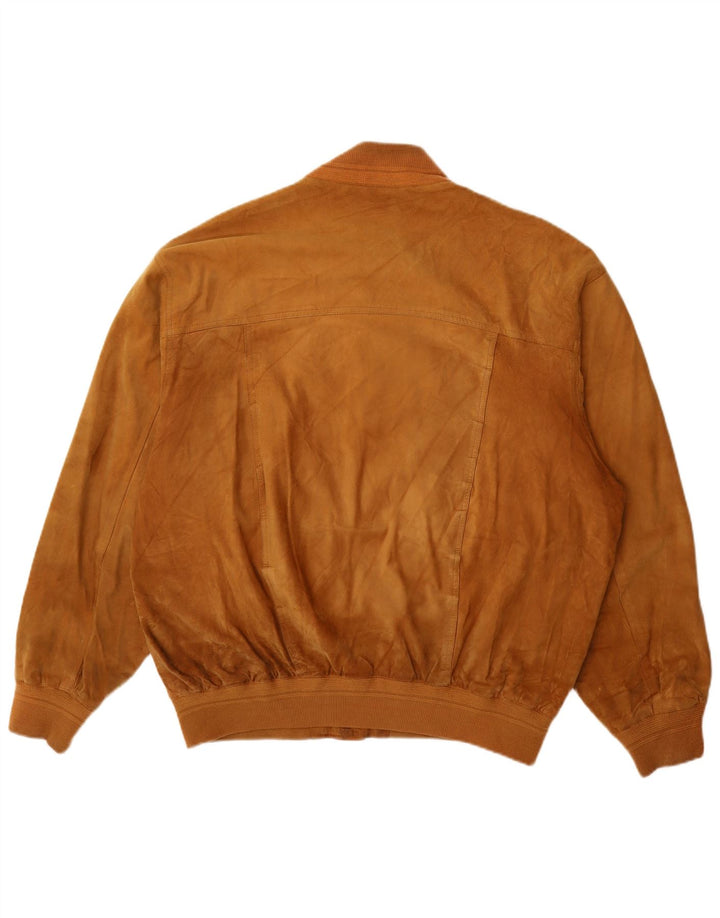 Vintage herre ruskind bomberjakke UK 42 XL brunt læder