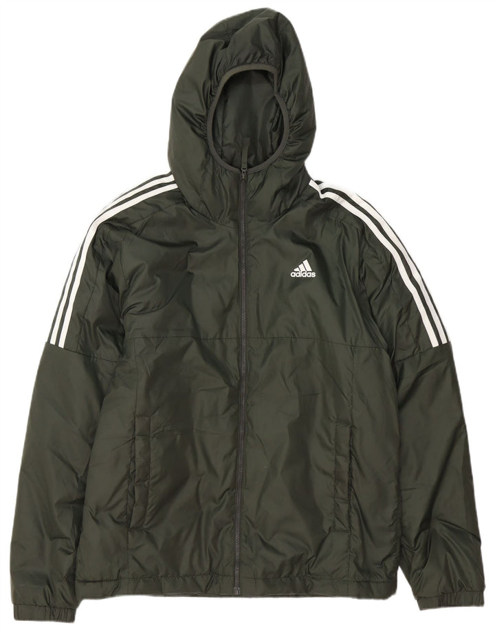 Adidas Herre hættepolstret jakke UK 38 Medium Green Polyester