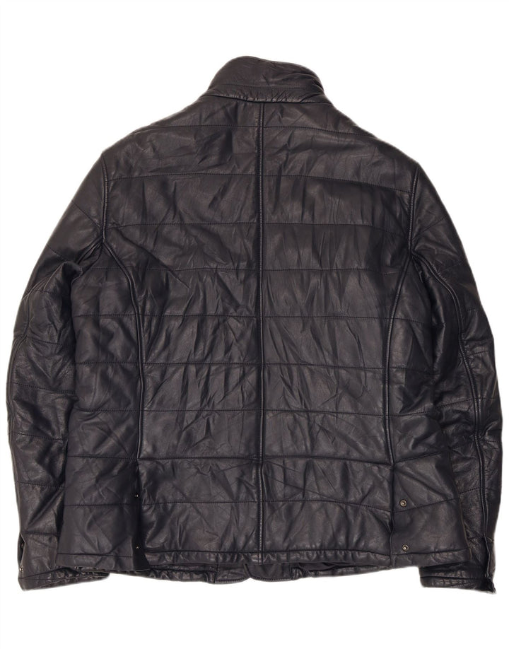 Desiree Womens Bomber Læderjakke UK 18 XL Navy Blue Læder