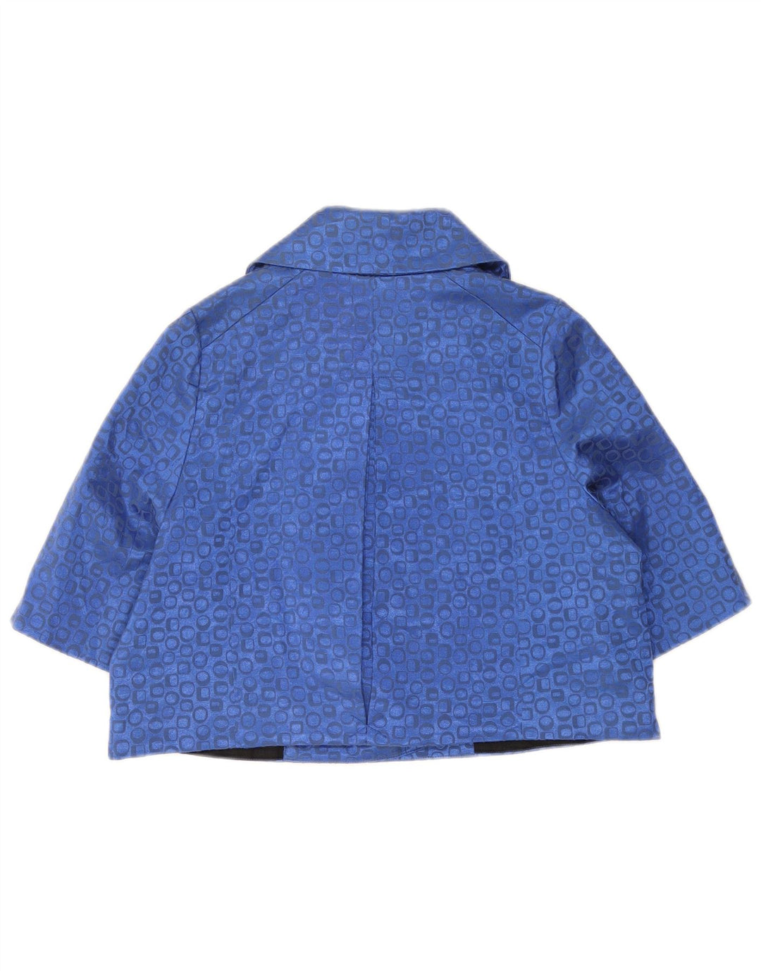 Vertigo Womens Crop Blazer Jacket UK 14 Medium Blue Geometric