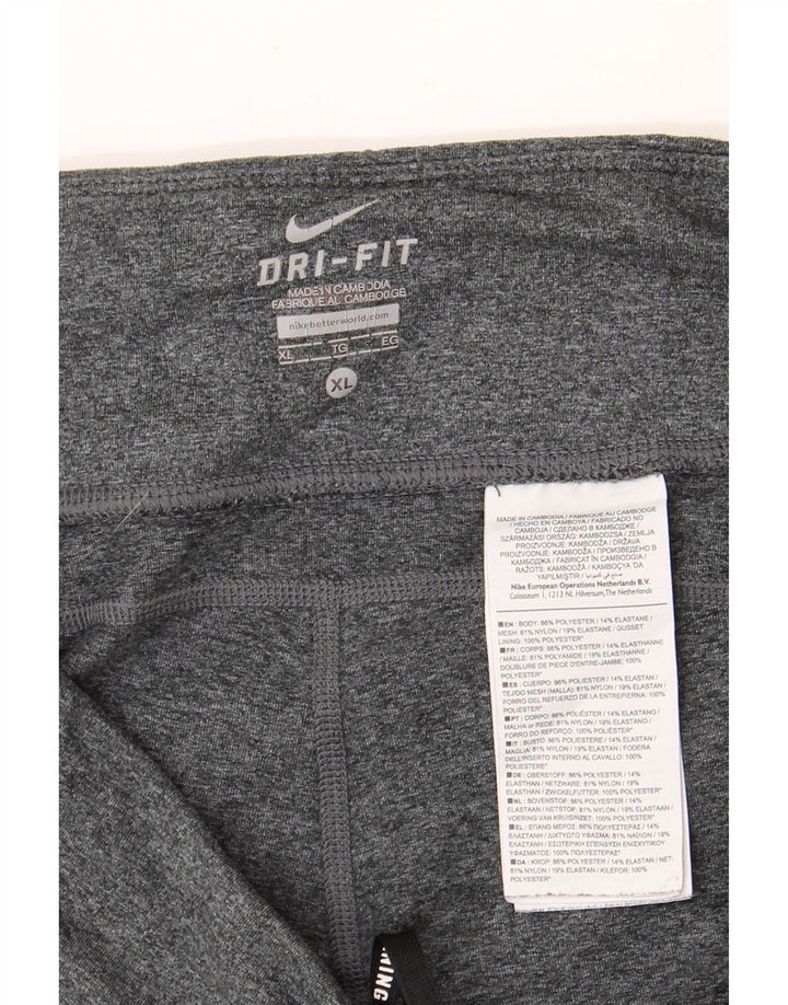 NIKE Dame Dri Fit Leggings UK 18 XL Grå Polyester
