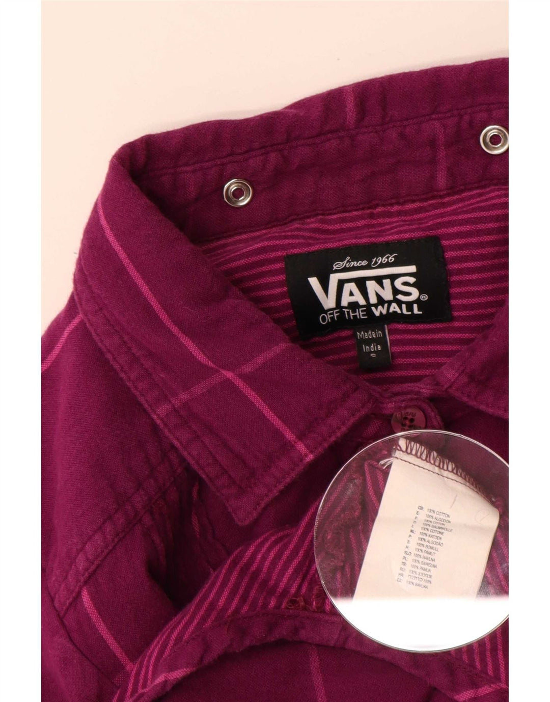Vans Dameskjorte UK 10 Lille lilla ternet bomuld