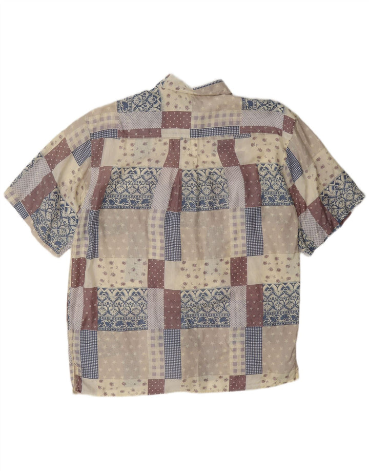 Bogari Kortærmet Herreskjorte XL Flerfarvet Patchwork Silke