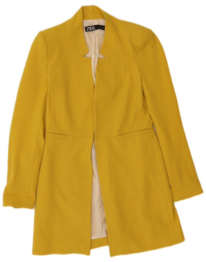 Zara Dame Longline Blazer Jacket UK 12 Medium Yellow