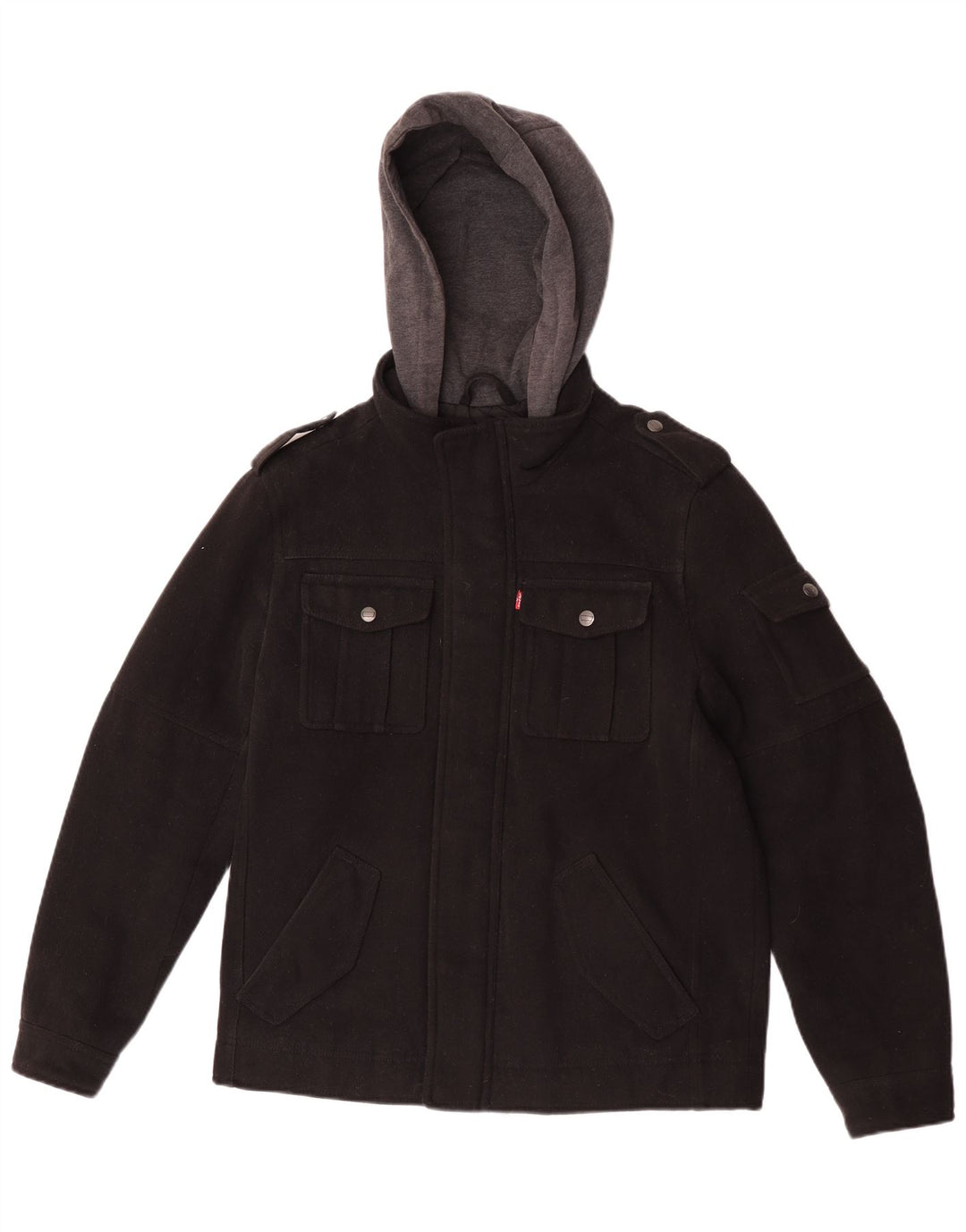 Levi's Herre Hætte Military Jacket UK 36 Small Black Colourblock Polyester