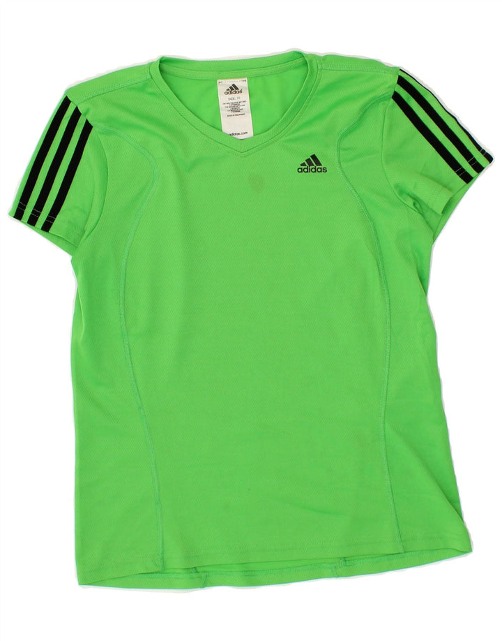 ADIDAS Womens T-Shirt Top UK 10 Small Green Polyester Vintage Adidas and Second-Hand Adidas from Messina Hembry 