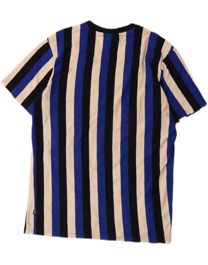 HUF Mens Graphic T-Shirt Top Small Blue Striped Cotton Vintage HUF and Second-Hand HUF from Messina Hembry 