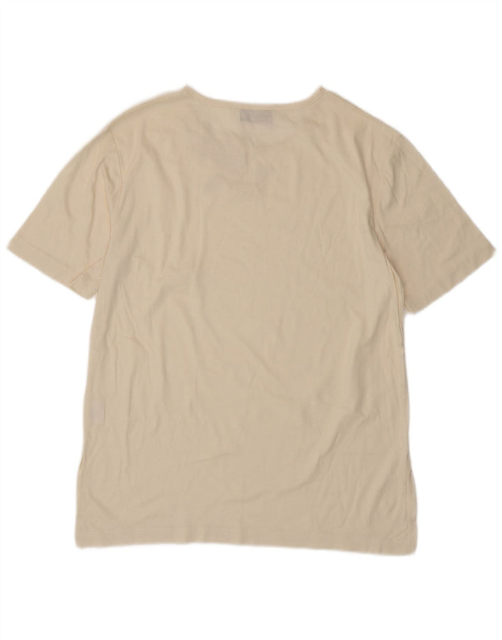 VINTAGE T-shirt top til kvinder EU 38 Medium Off White Blomsterbomuld