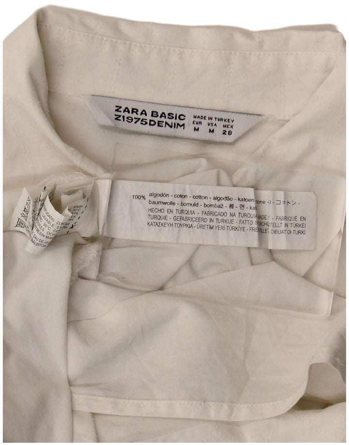 Zara Kvinder Oversized Skjortekjole UK 14 Medium Hvid Bomuld