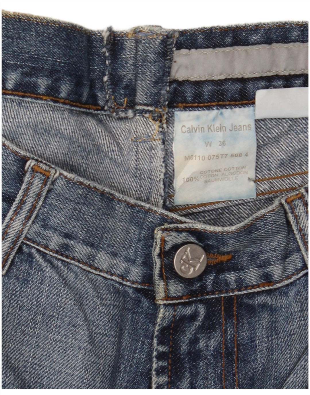 CALVIN KLEIN Herre Slim Jeans W36 L30 Blå Bomuld