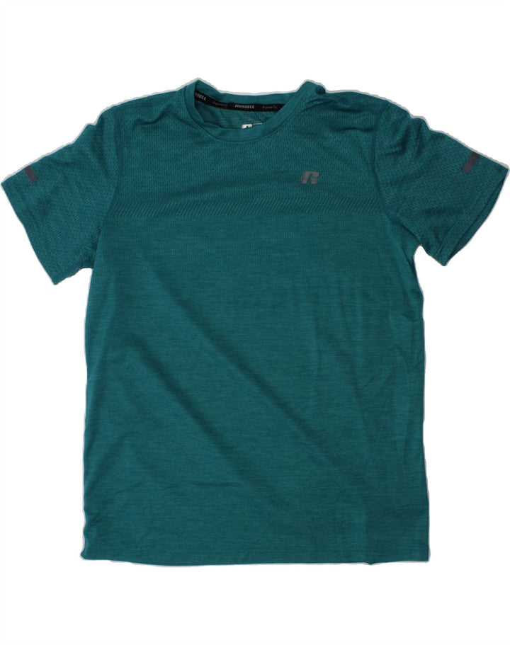 RUSSELL ATHLETIC Boys T-Shirt Top 14-15 Years XL Green Polyester Vintage Russell Athletic and Second-Hand Russell Athletic from Messina Hembry 