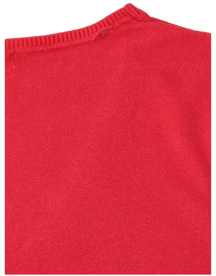 Benetton Dame V-hals sweater UK 12 Medium Rød