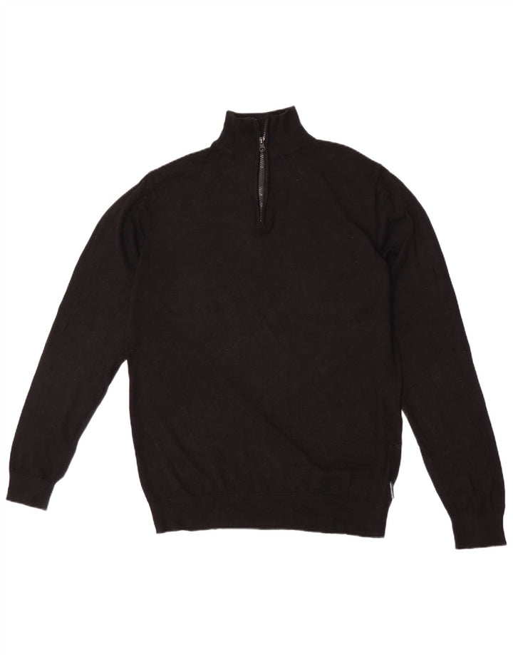 French Connection Herre Zip Neck Jumper Sweater Stor Sort Viscose