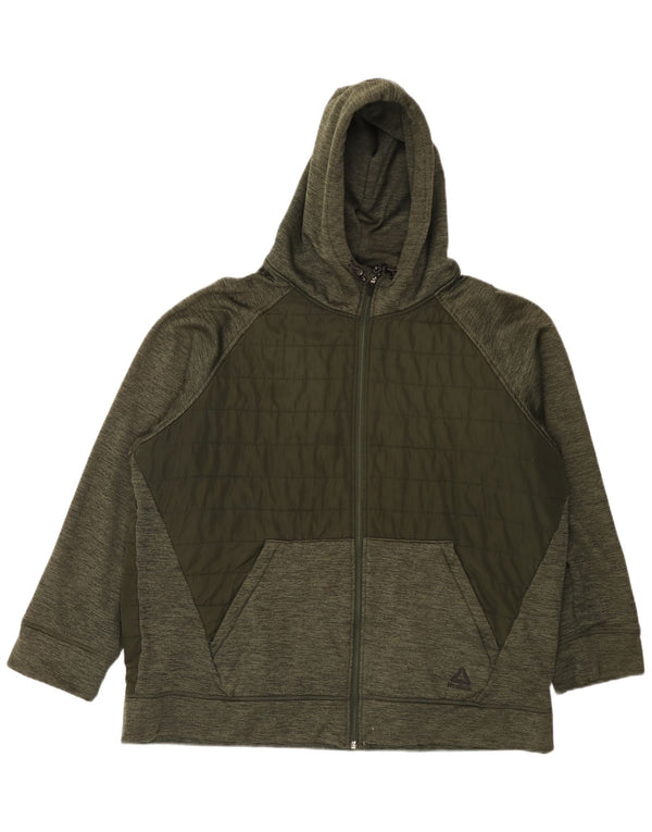 Reebok Herre hættepolstret jakke UK 46 3XL Grøn Flecked