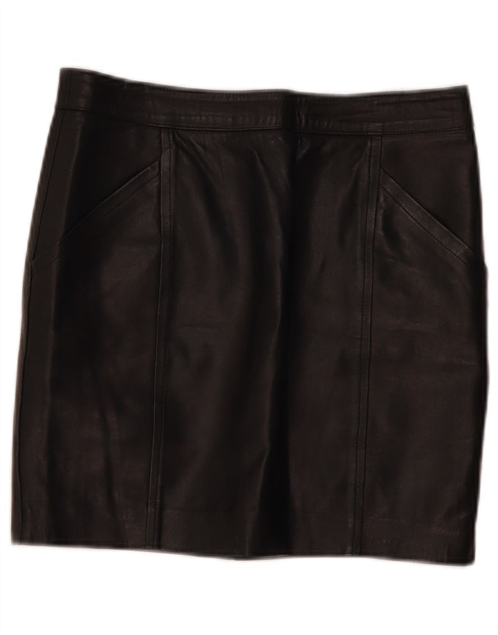 Vintage dame mini læder nederdel W30 Medium Sort