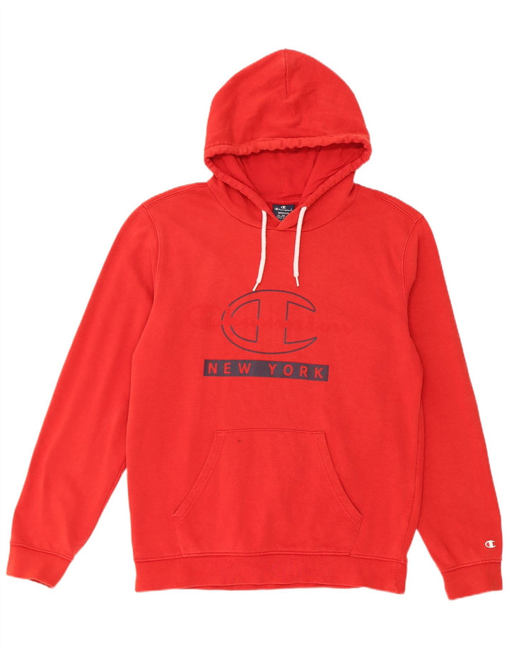 CHAMPION Mens Graphic Hoodie Jumper Medium Red