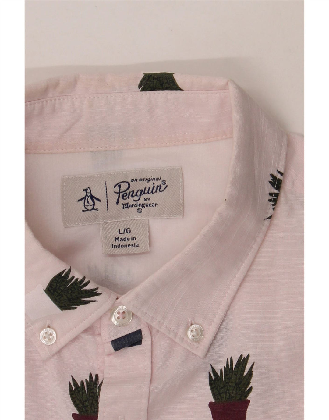 PENGUIN Mens Abstract Pattern Short Sleeve Shirt Large Pink Cotton Vintage Penguin and Second-Hand Penguin from Messina Hembry 