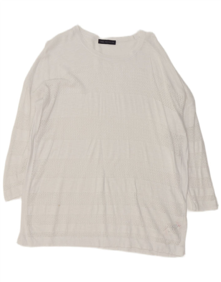 Marks & Spencer Dame Oversized Boat Neck Jumper Sweater UK 18 XL Hvid