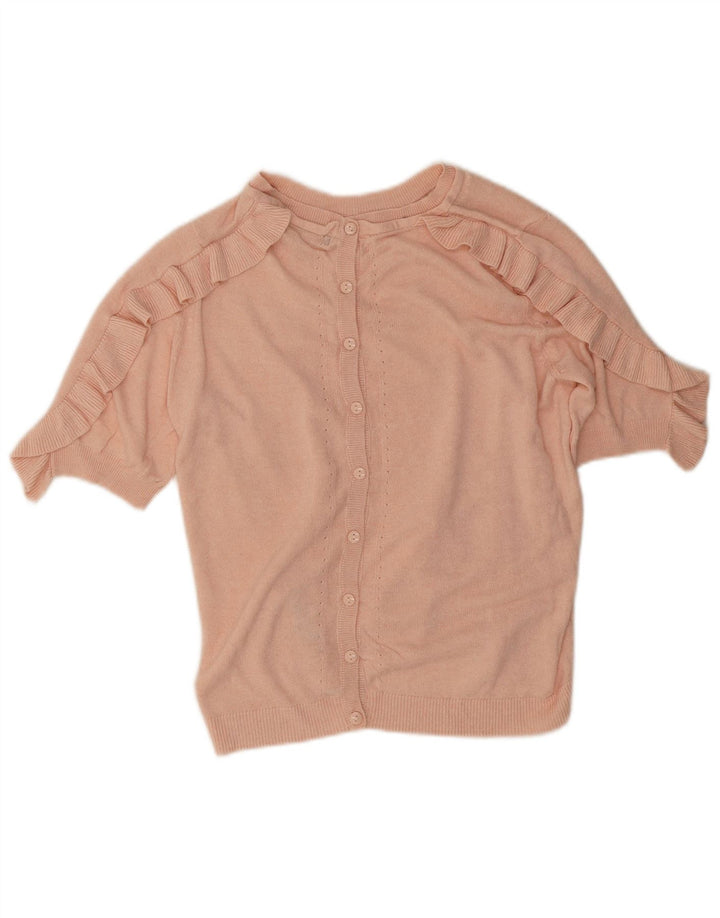 Marks & Spencer Dame Flæse Cardigan Sweater UK 14 Medium Pink