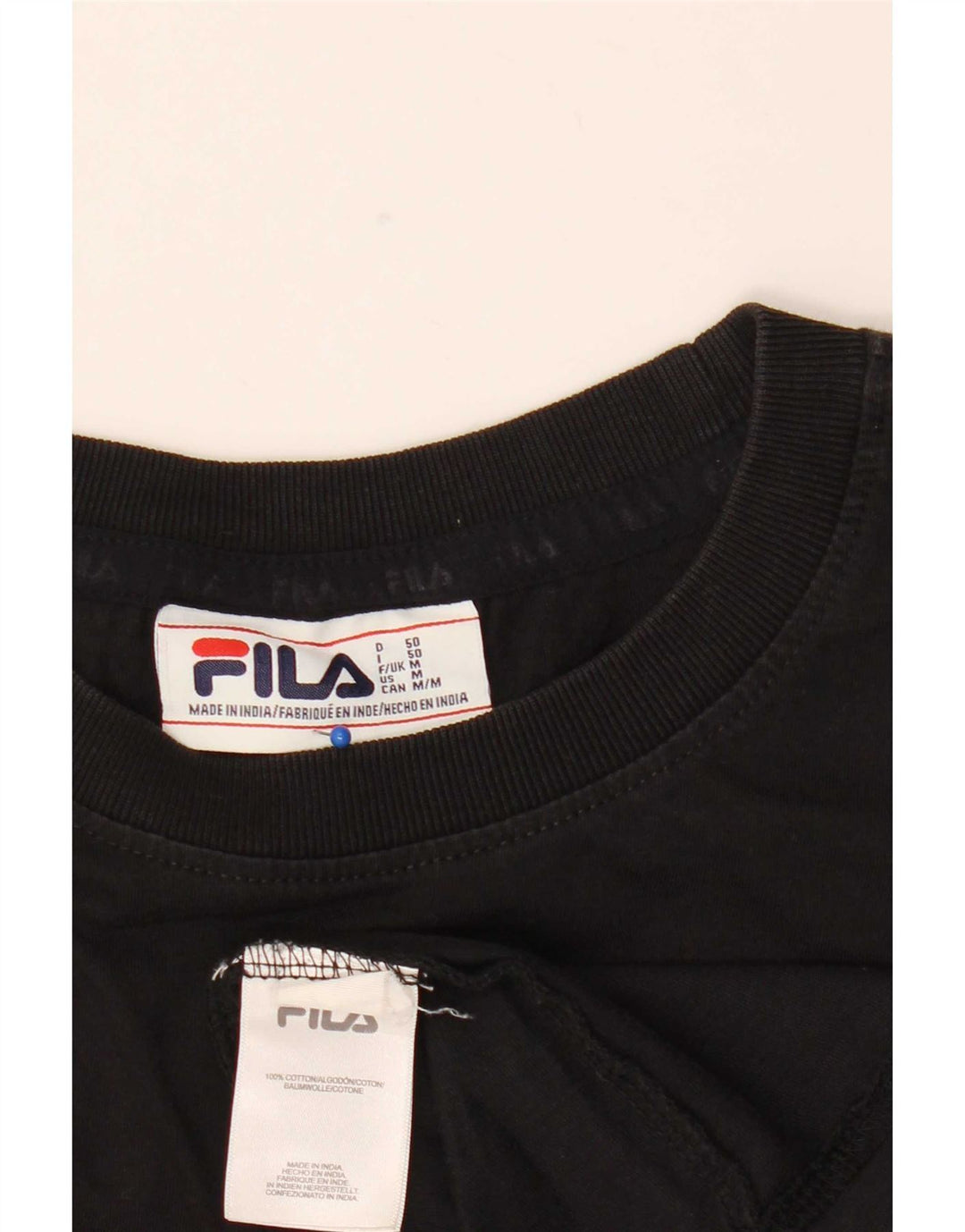 Fila Herre Grafisk T-Shirt Top Medium Sort Bomuld