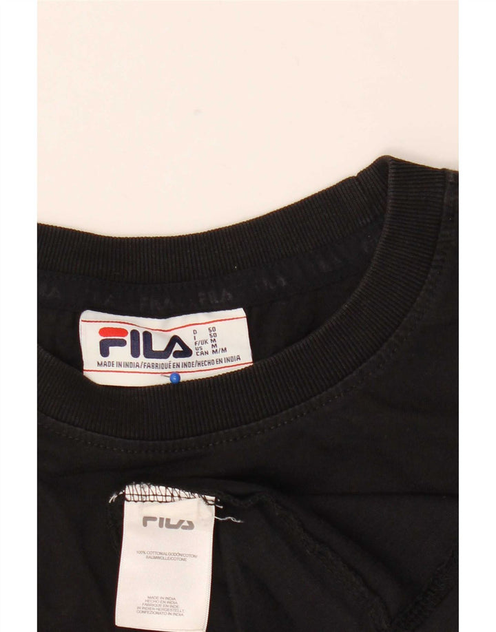 Fila Herre Grafisk T-Shirt Top Medium Sort Bomuld