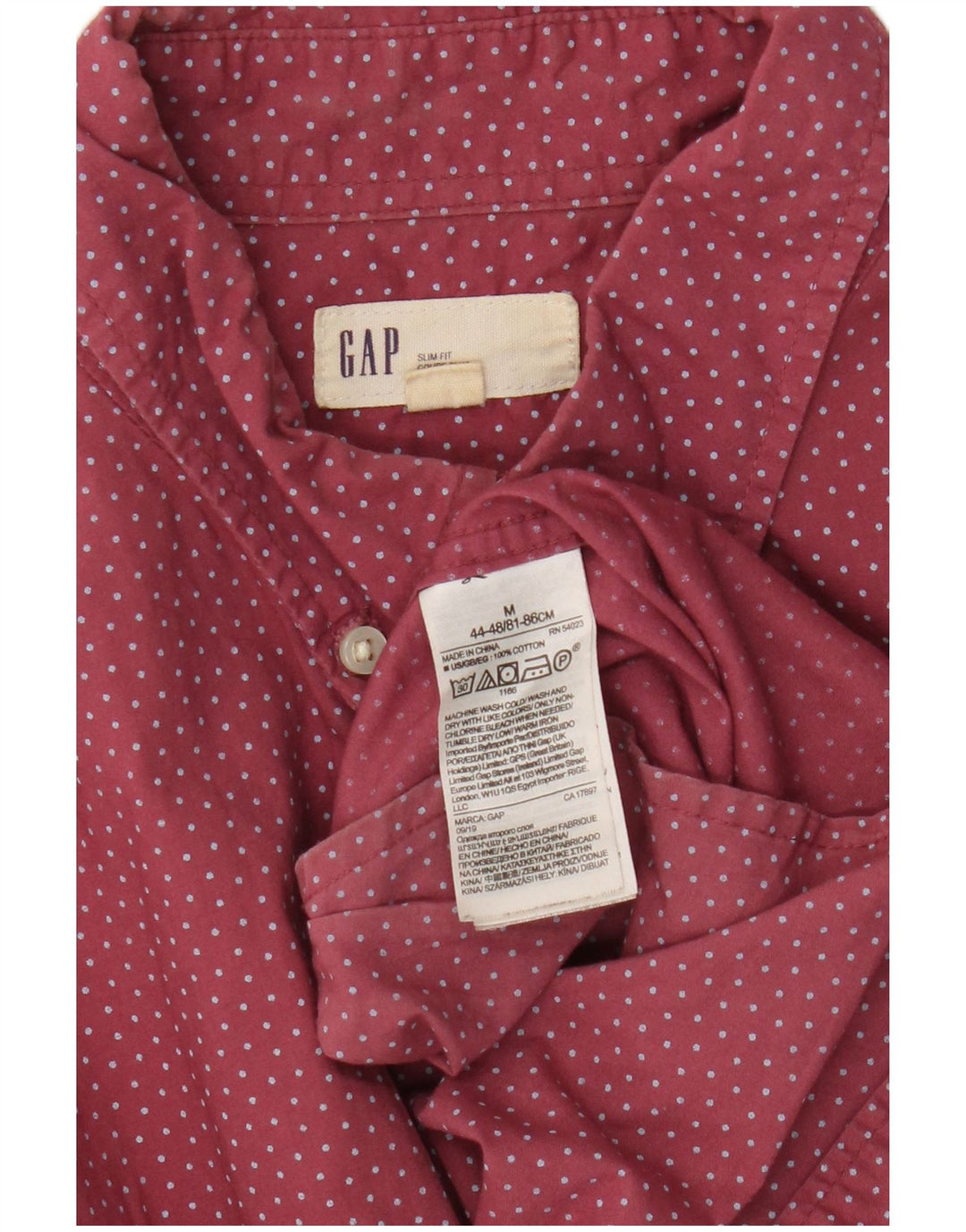 Gap Herre Slim Fit skjorte Medium Burgundy Polka Dot Bomuld