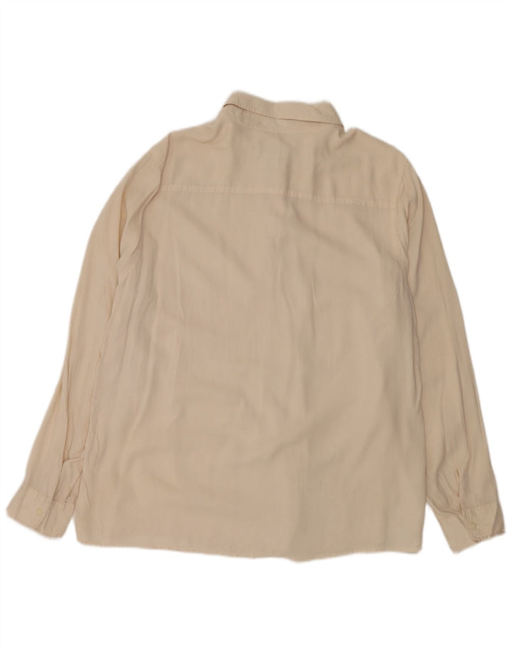 ORVIS Oversized skjorte til kvinder UK 18/20 XL Off White Silke