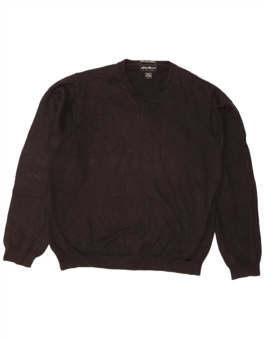 Eddie Bauer Herre Regular Fit V-hals sweater XL sort bomuld