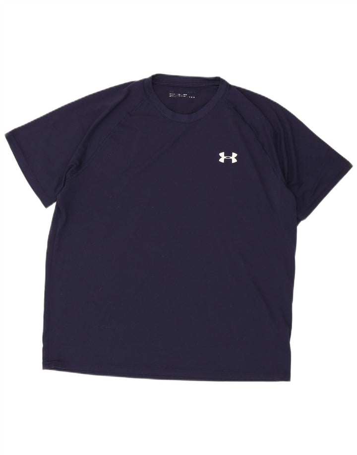Under Armour Herre T-Shirt Top Stor Marineblå Polyester