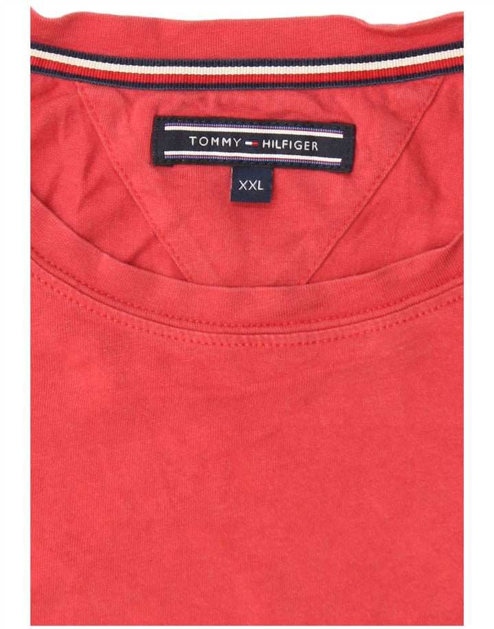 Tommy Hilfiger Herre T-Shirt Top 2XL Rød Bomuld