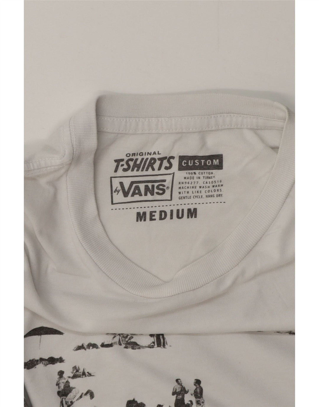 Vans Herre Custom Fit Grafisk T-shirt Top Medium Hvid Bomuld