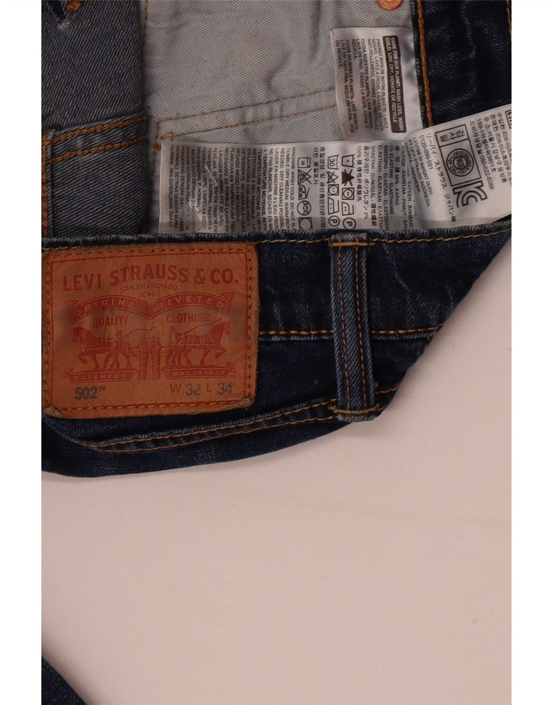 Levi's Herre 502 tilspidsede jeans W32 L34 blå bomuld