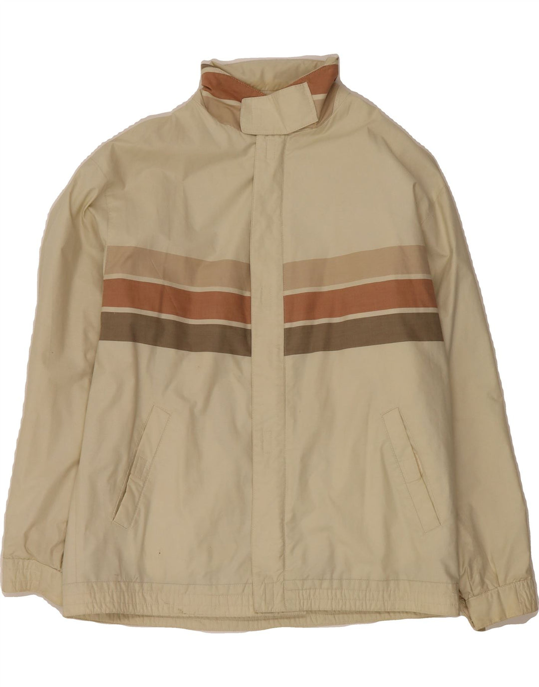 VINTAGE Mens Bomber Jacket IT 52 XL Beige Striped Vintage Vintage and Second-Hand Vintage from Messina Hembry 