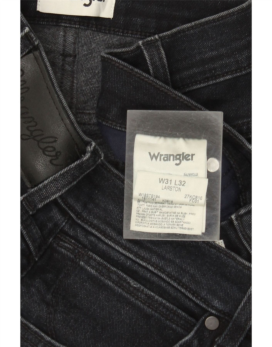 WRANGLER Herre Larston Slim Jeans W31 L32 Marineblå Bomuld